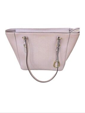 Lauren Ralph Lauren Pink Tote Bag Purse Handbag Gold Accents Preppy Neutral